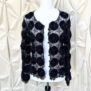 90s Colette Mordo Crochet Velvet Cardigan